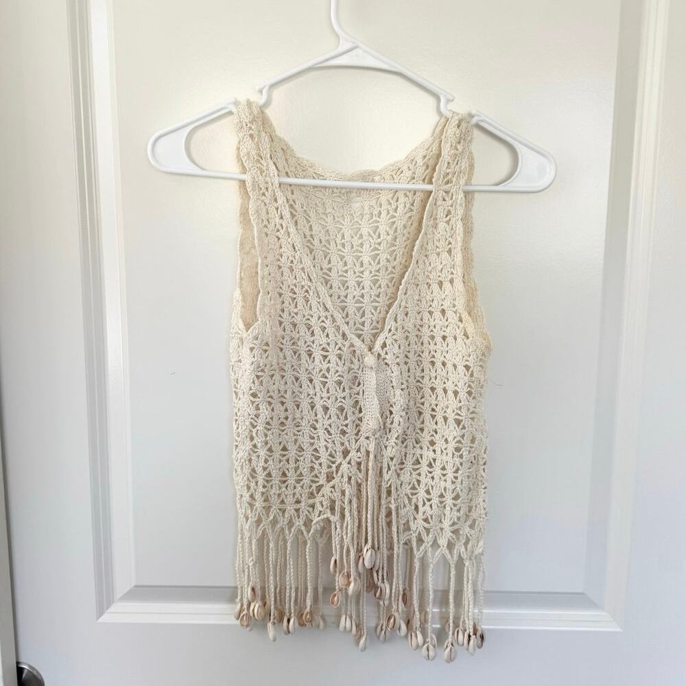 Anna Kosturova Crochet Shell Gypsy Beachy Macrame Festival Top Small - Picture 2 of 6